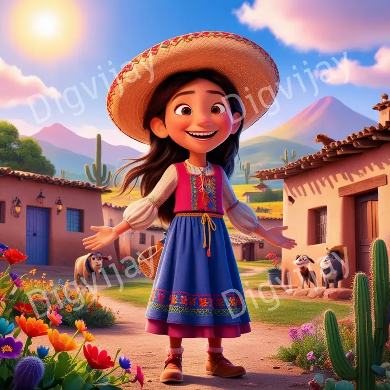 Disney Pixar Style Smiling Girls Countries
