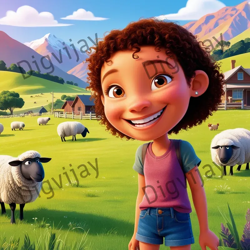 Disney Pixar Style Smiling Girls Countries
