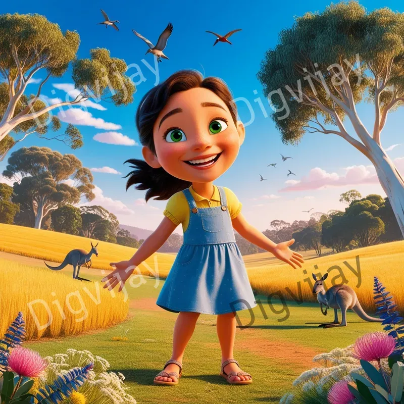 Disney Pixar Style Smiling Girls Countries