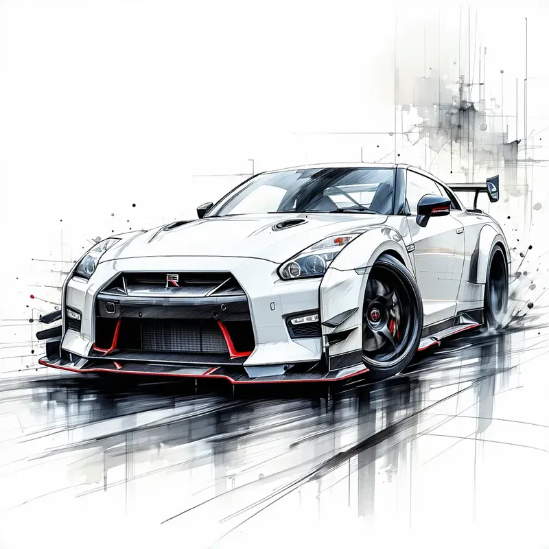 Luxury Car Sketch Art