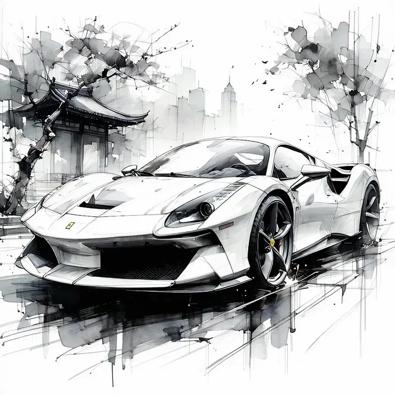 Luxury Car Sketch Art