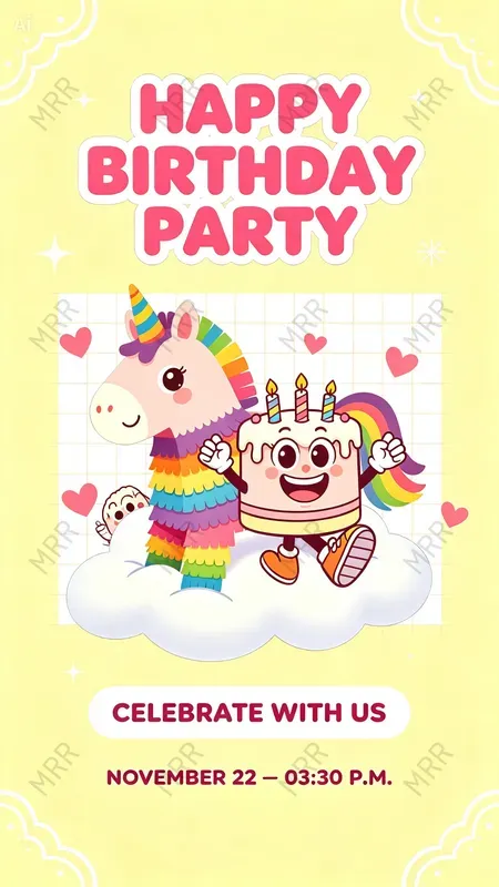 Cute Birthday Mascot Poster Templates