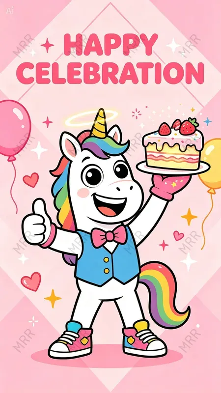 Cute Birthday Mascot Poster Templates