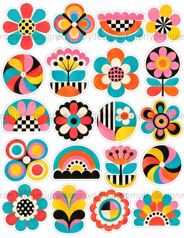 Mod Sixties Collage Stickers
