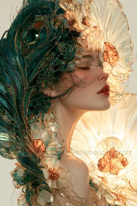 Luminous Stained Glass Fantasy Portraits