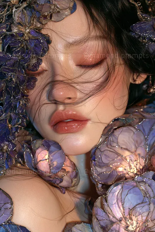 Luminous Stained Glass Fantasy Portraits