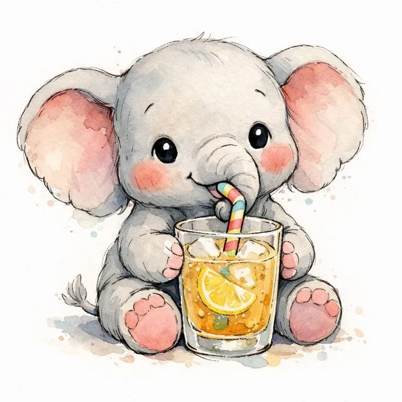 Cute Ink Watercolor Animals