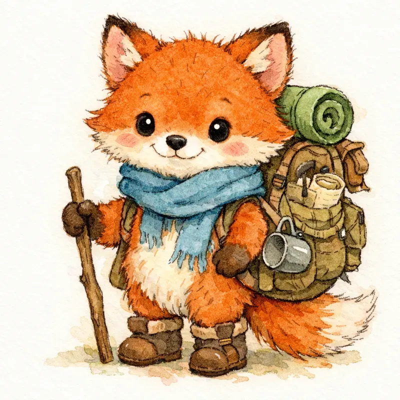 Cute Ink Watercolor Animals