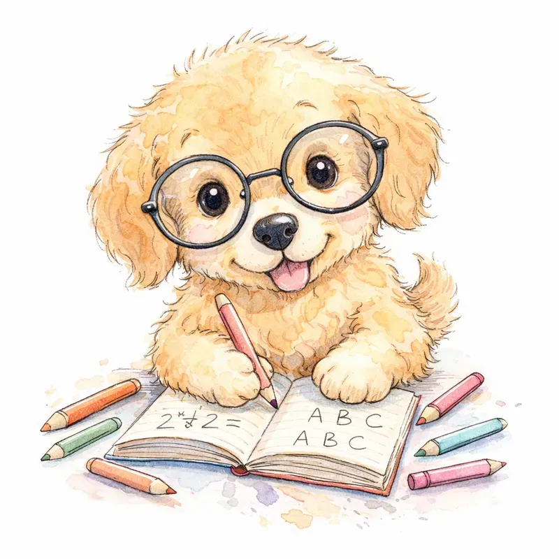 Cute Ink Watercolor Animals