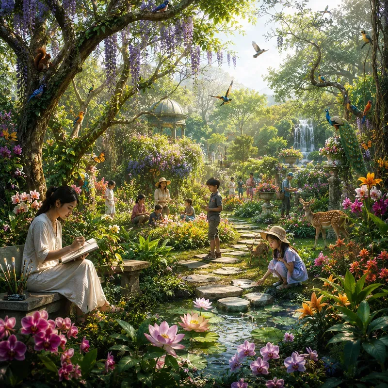 Lush Greenery Human Harmony