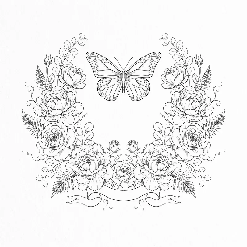 Butterfly Wedding Floral Crests