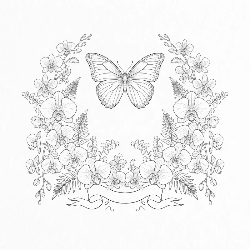 Butterfly Wedding Floral Crests