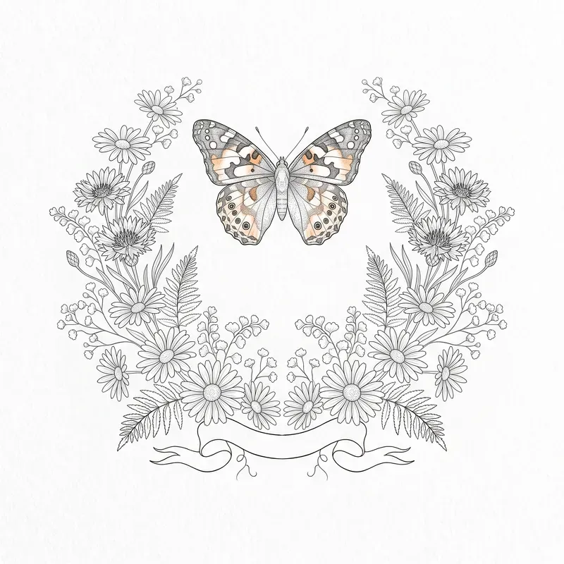Butterfly Wedding Floral Crests