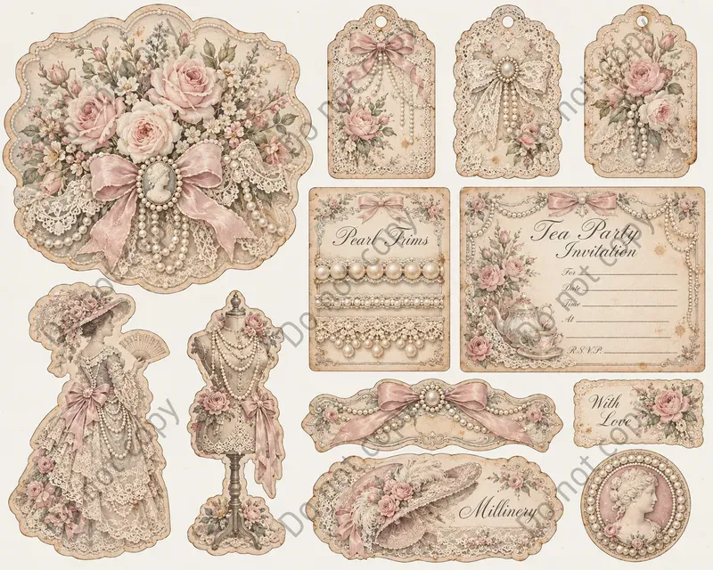 Shabby Chic Rose Ephemera Sheets