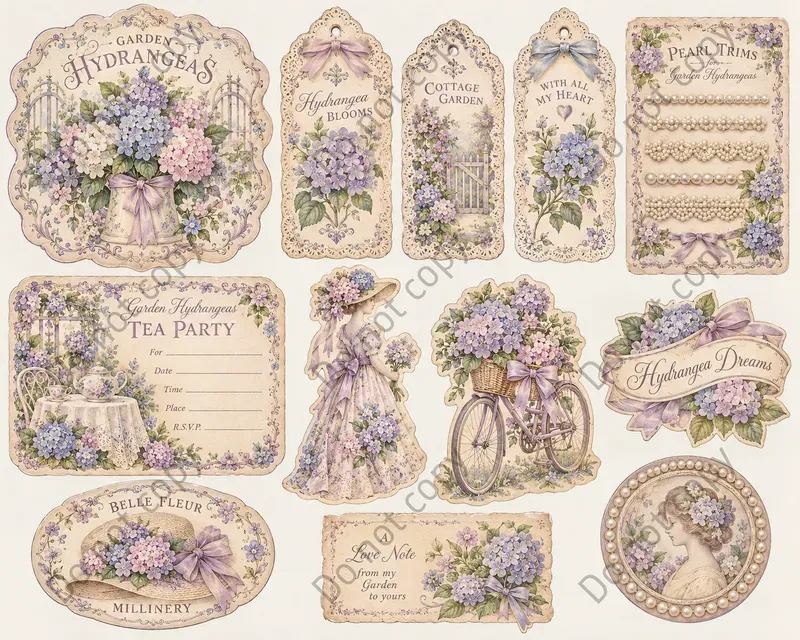 Shabby Chic Rose Ephemera Sheets