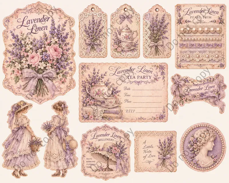 Shabby Chic Rose Ephemera Sheets