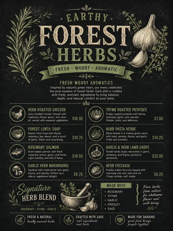 Professional Chalkboard Menu Infographics