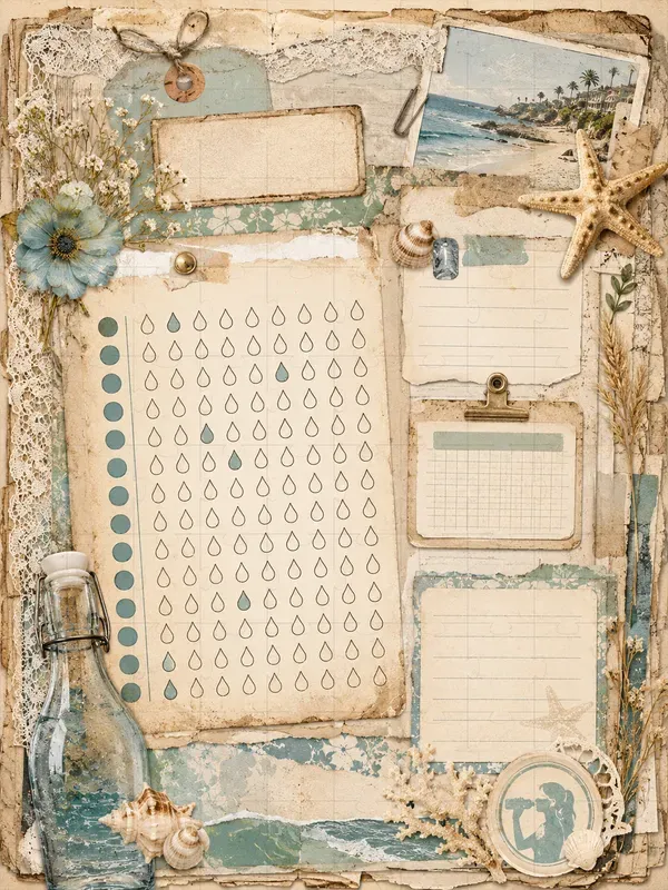 Wellness Tracker Junk Journal Pages