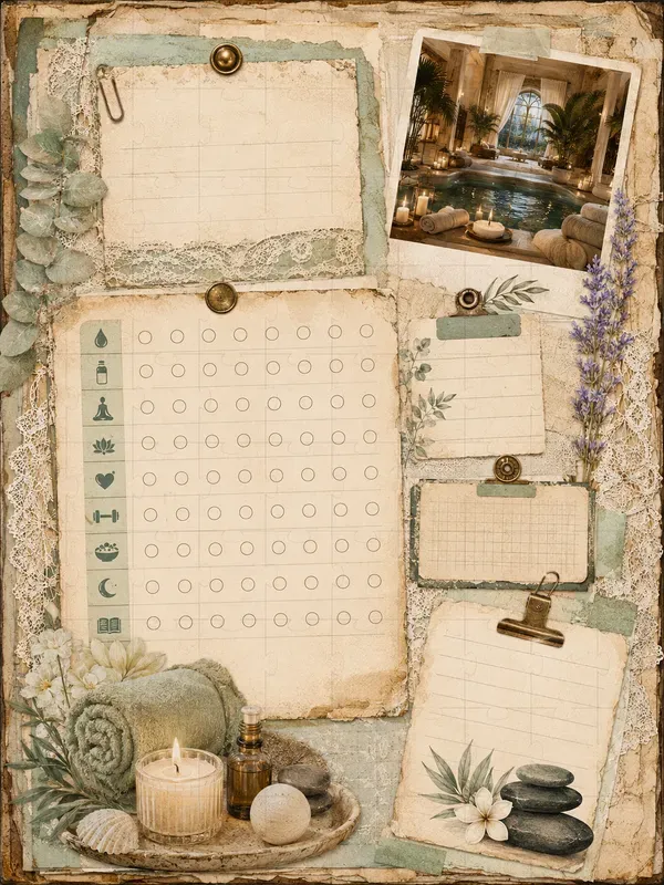 Wellness Tracker Junk Journal Pages