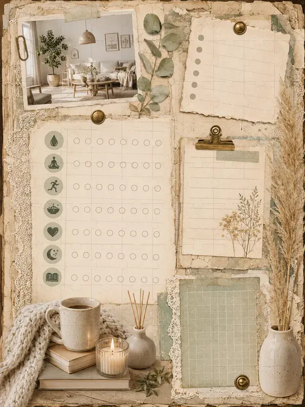 Wellness Tracker Junk Journal Pages