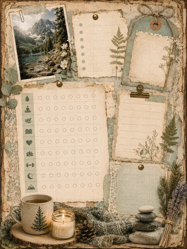 Wellness Tracker Junk Journal Pages