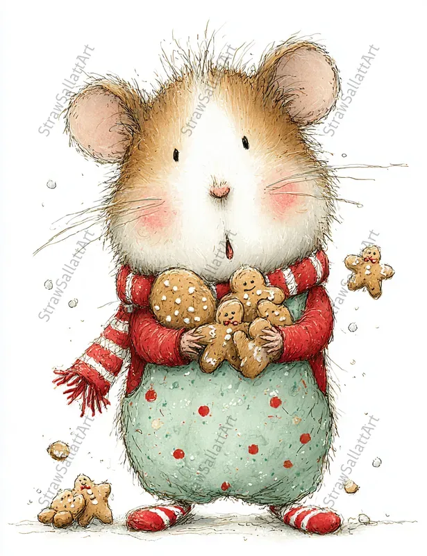 Cute Christmas Character Ink Cliparts