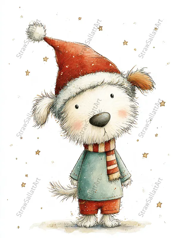 Cute Christmas Character Ink Cliparts