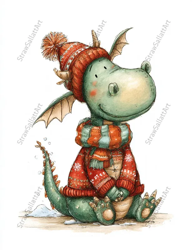 Cute Christmas Character Ink Cliparts