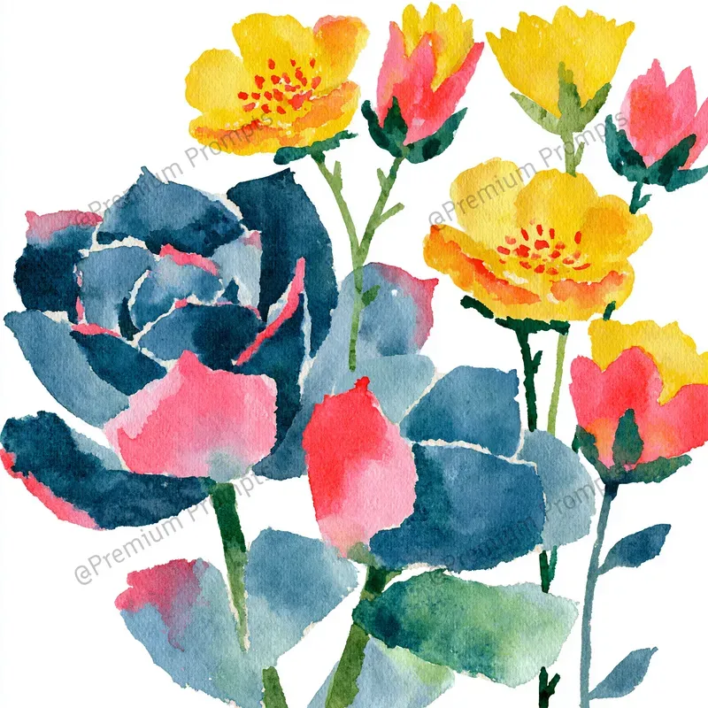Exotic Succulents Watercolor Cliparts