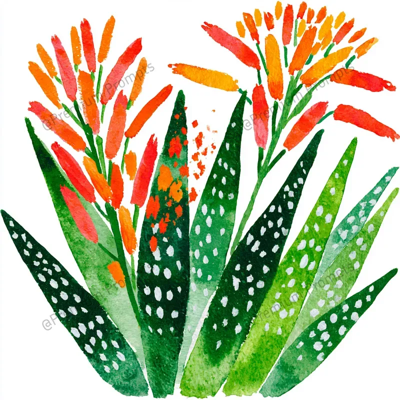 Exotic Succulents Watercolor Cliparts