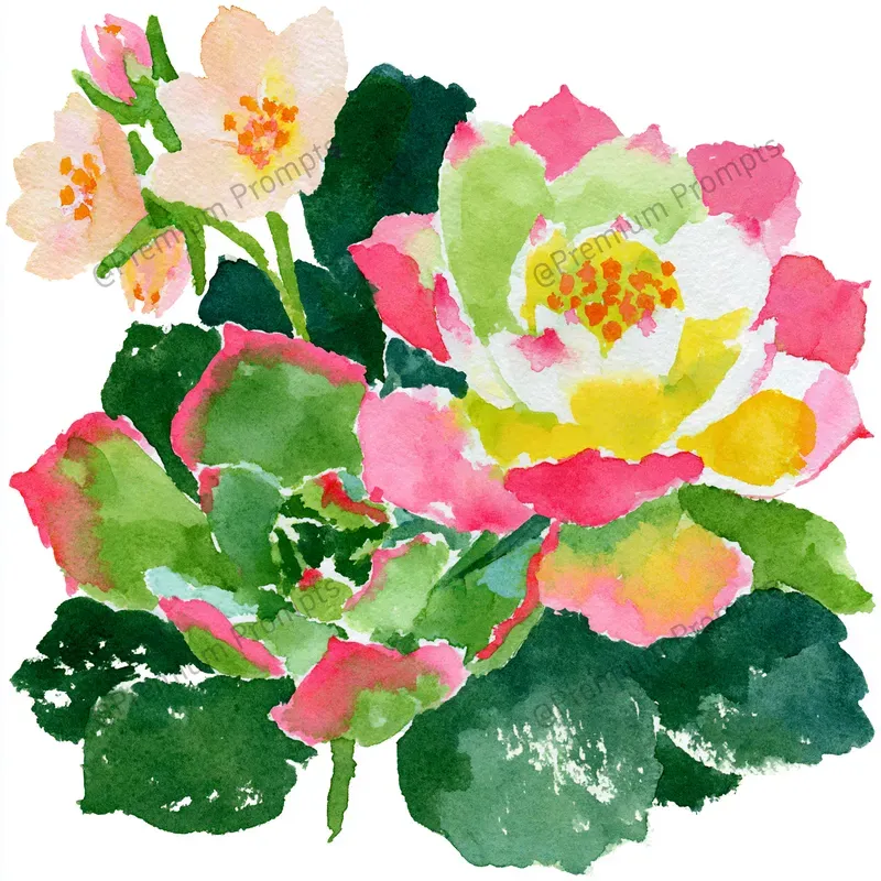 Exotic Succulents Watercolor Cliparts