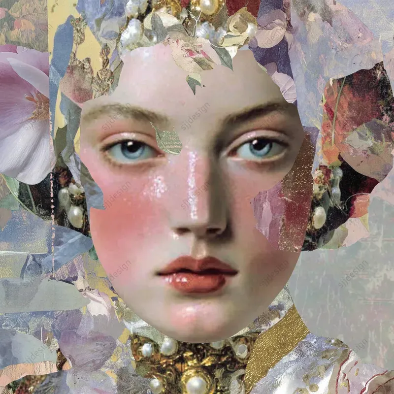 Painterly Floral Collage Portraits