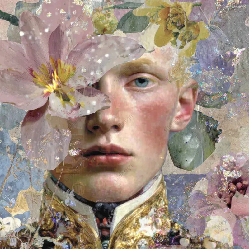 Painterly Floral Collage Portraits