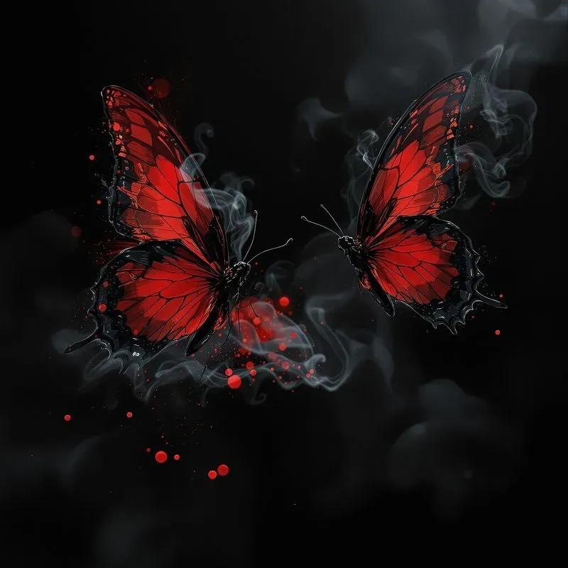 Japanese Surreal Ink Red Black Art