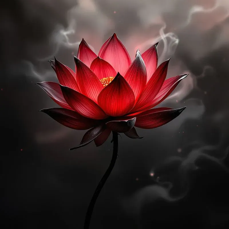 Japanese Surreal Ink Red Black Art