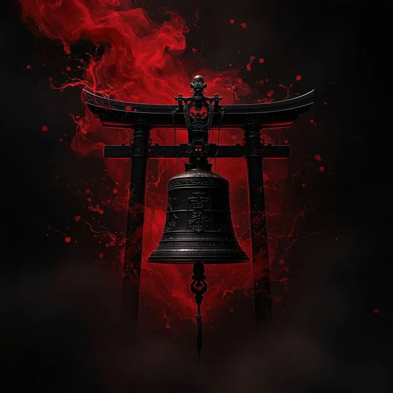 Japanese Surreal Ink Red Black Art