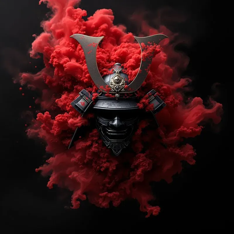 Japanese Surreal Ink Red Black Art