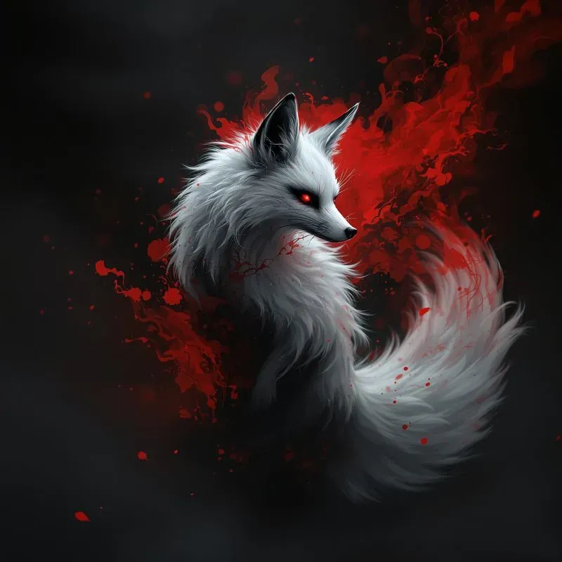 Japanese Surreal Ink Red Black Art