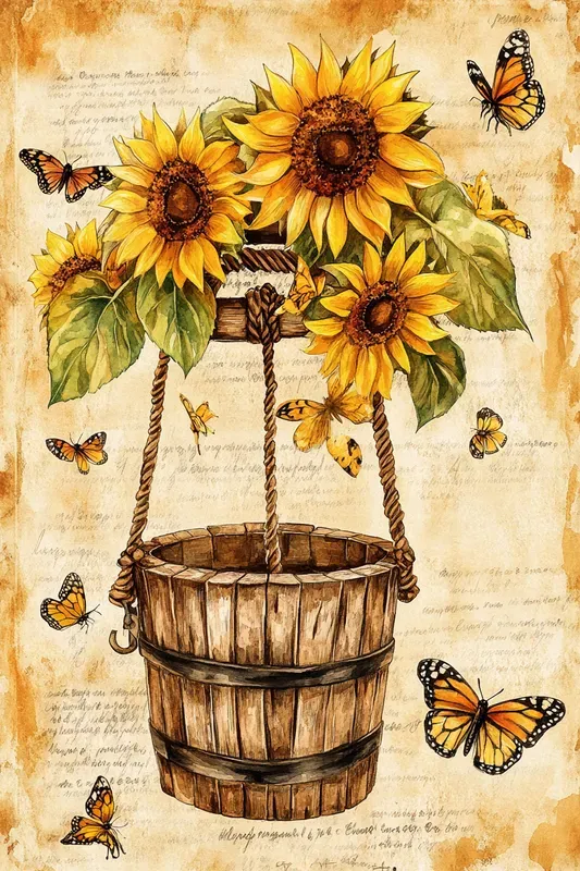 Watercolor Sunflower Junk Journal Pages