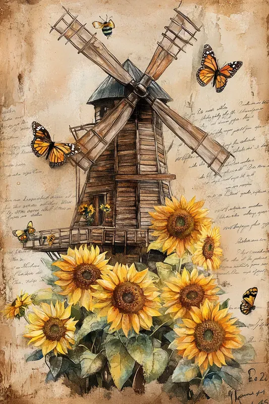 Watercolor Sunflower Junk Journal Pages