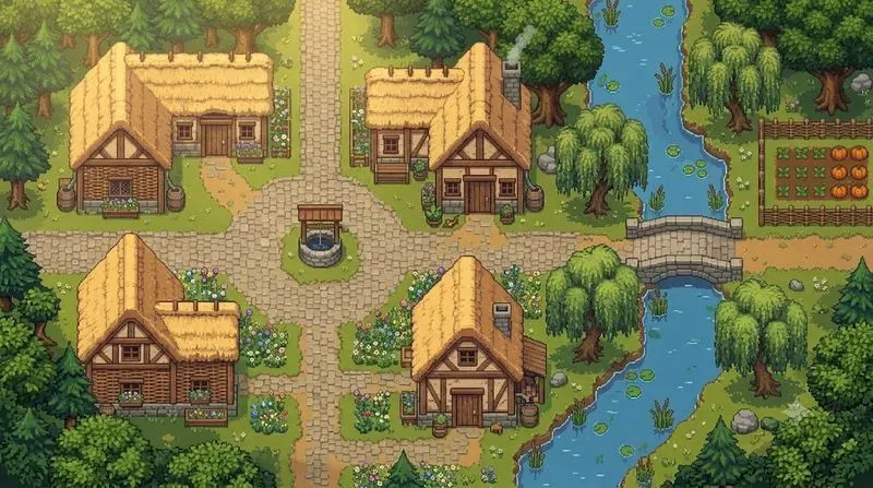 Cozy Topdown RPG Pixel Art Scenes
