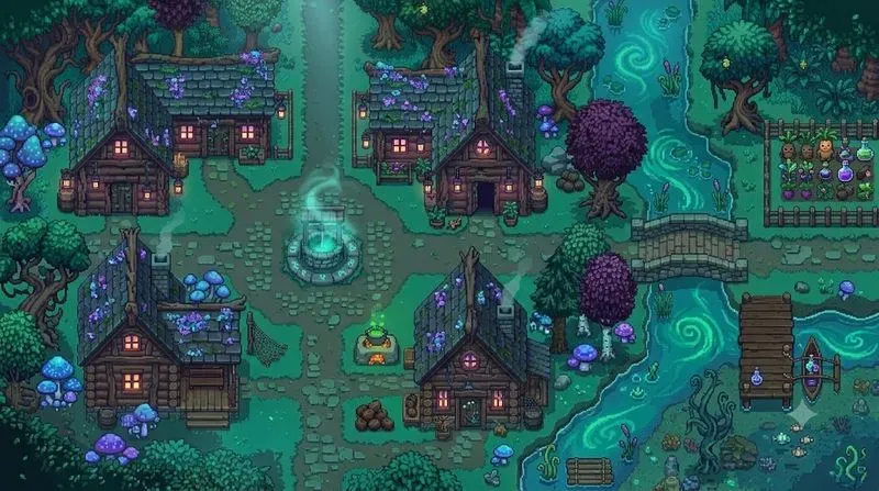 Cozy Topdown RPG Pixel Art Scenes