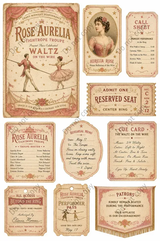 Big Top Trapeze Ephemera Sheets