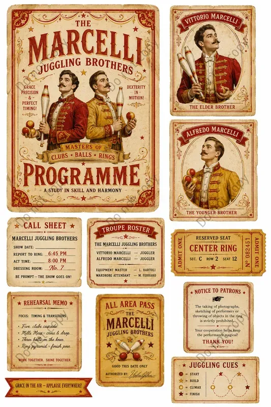 Big Top Trapeze Ephemera Sheets