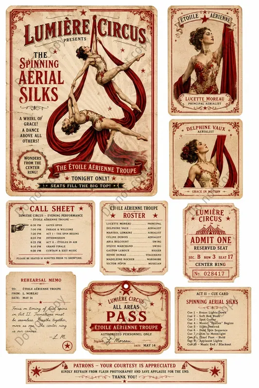 Big Top Trapeze Ephemera Sheets