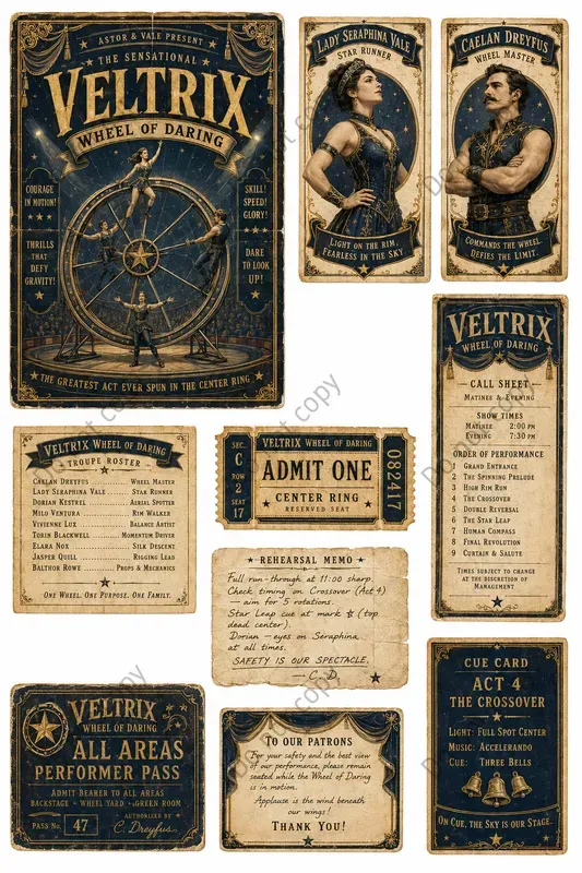 Big Top Trapeze Ephemera Sheets