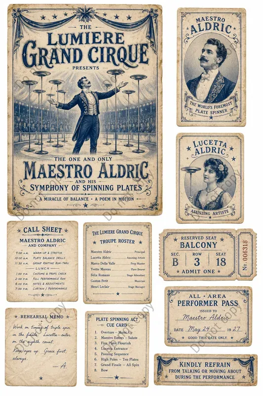 Big Top Trapeze Ephemera Sheets