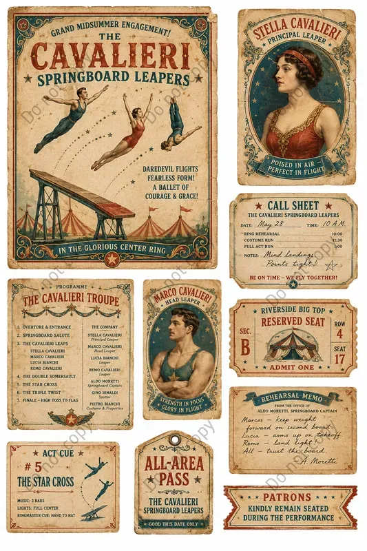 Big Top Trapeze Ephemera Sheets