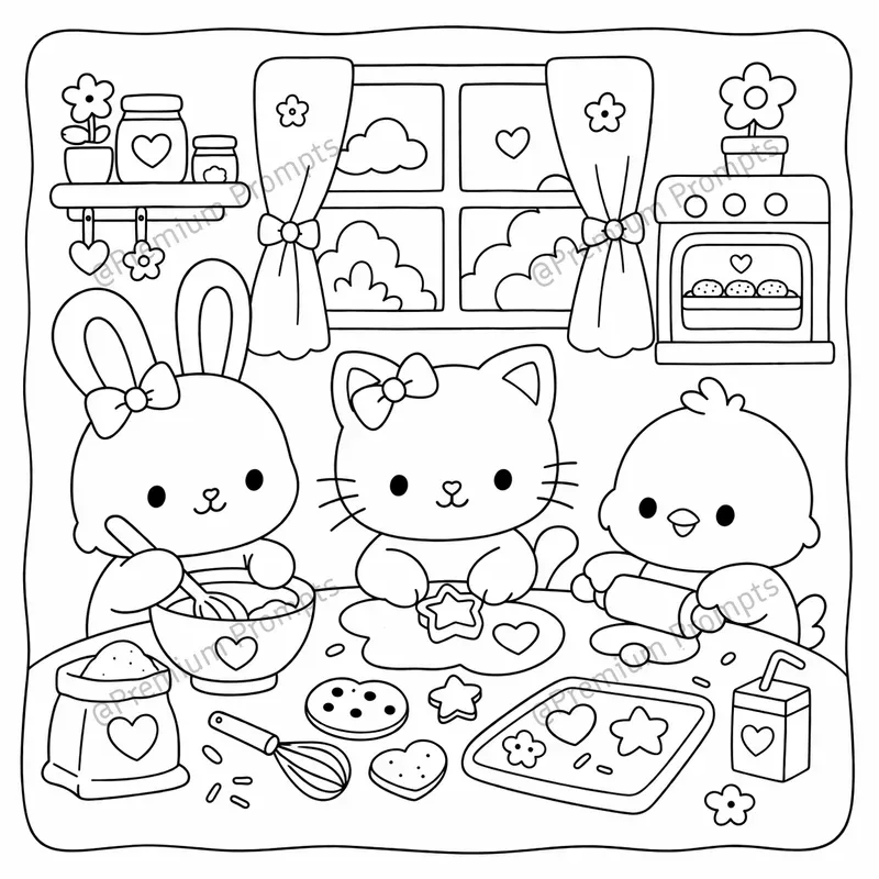 Adorable Kawaii Animals Coloring Pages