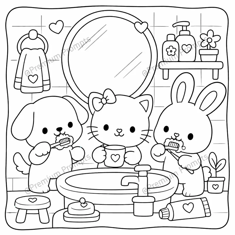 Adorable Kawaii Animals Coloring Pages